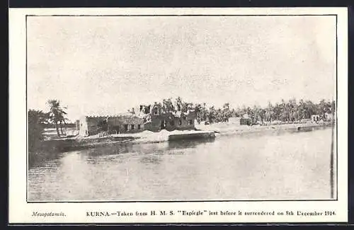 AK Kurna, Taken from HMS Espiegle just before it surrendered on 8th December 1914