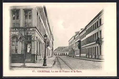 AK Courtrai, la Rue de France et la Gare