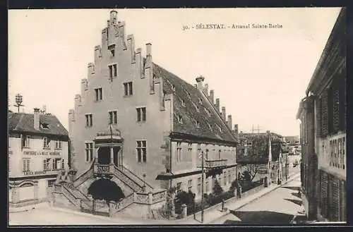 AK Sélestat, l`arsenal Sainte-Barbe, la confiserie de la Belle Marraine en arrière plan
