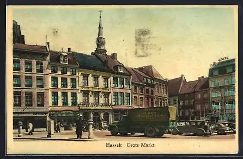 AK Hasselt, Grote Markt mit LKW