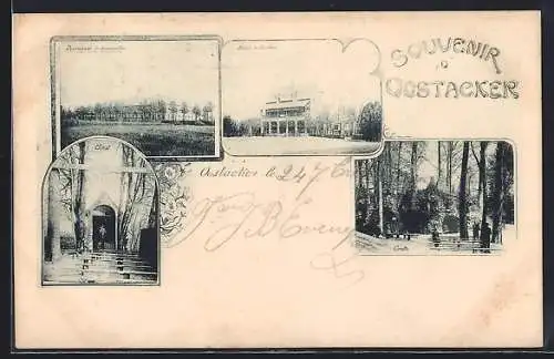 AK Oostacker, Hotel de Lourdes, Pensionnat de demoiselles, Christ