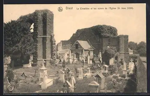 AK Diest, Le vieux Cimetiere et les ruines de l`Eglise St. Jean anno 1254