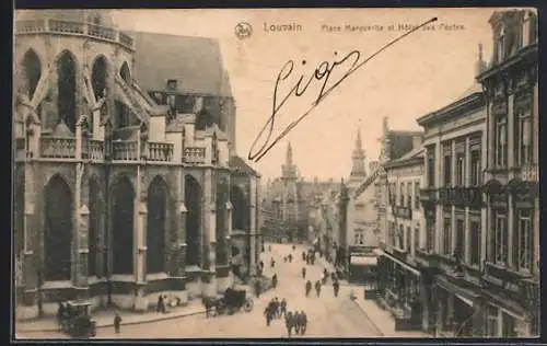 AK Louvain, Place Marguerite et Hotel des Postes