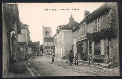 AK Appoigny, Rue de l`Église, Strassenpartie