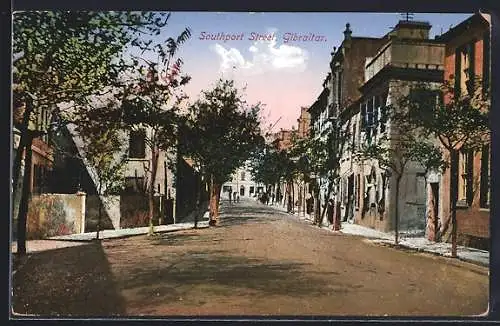 AK Gibraltar, Southport Street, Abendstimmung in einer Strasse