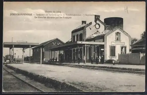 AK Fere-Champenoise, Interieur de la Gare apres le bombardement, Bahnhof nach Bombardement