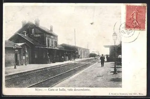 AK Méru, Gare et halle, voie descendante