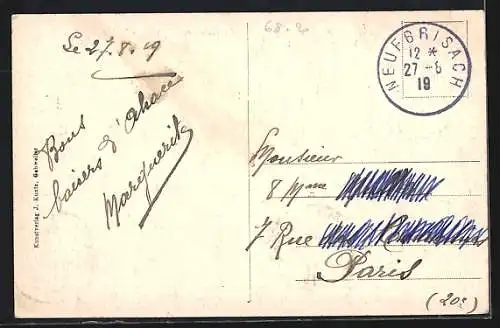 AK Neubreisach /O.-Els., Artillerie-Kaserne am Elektrizitätswerk, Artillerie-Kaserne II, Evangelische Garnisonkirche