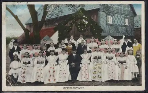 AK Hochzeitsgruppe in Spreewälder Tracht, Wendisches Oberlausitz