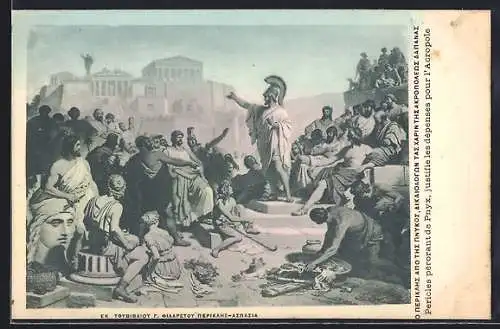 Künstler-AK Athen, Pericles vor der Akropolis