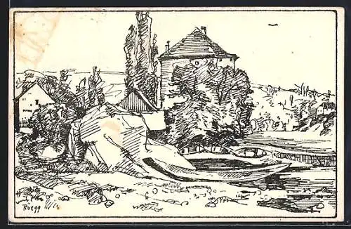 Künstler-AK Neuhausen am Rheinfall, Schlösschen Wörth