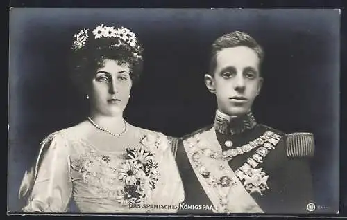 AK Das spanische Königspaar, Alfons XIII. und Victoria Eugenia