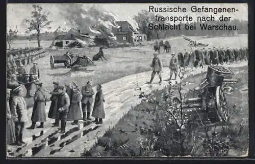 AK Russische Gefangenentransporte nach der Schlacht bei Warschau