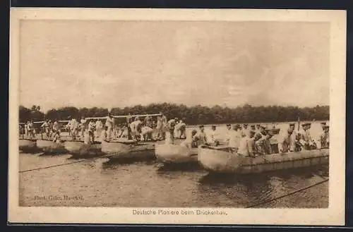 AK Deutsche Pioniere beim Brückenbau