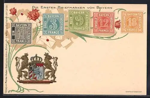 AK Bayern, Die Ersten Briefmarken des Landes, Wappen