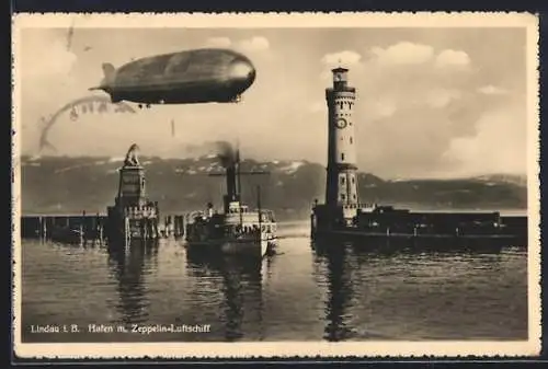 AK Lindau, Zeppelin passiert den Hafen