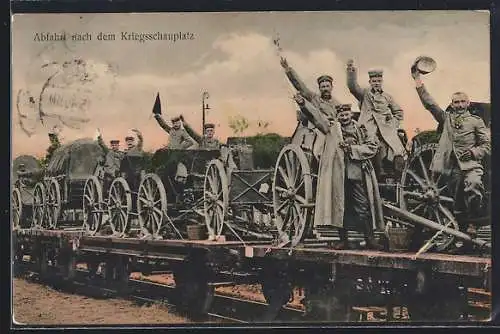 AK Abfahrt nach dem Kriegsschauplatz