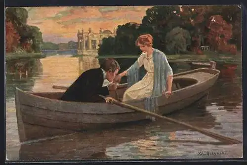 AK Liebesgeständnis bei einer Ruderpartie