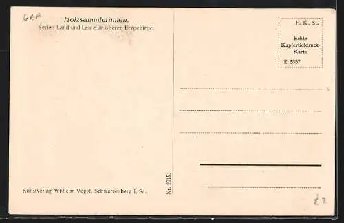 AK Holzsammlerinnen aus dem Erzgebirge bei einer Rast