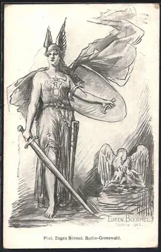 Künstler-AK Germania mit Schild und Schwert