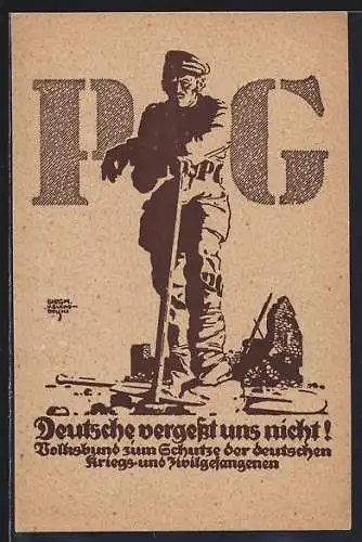 Künstler-AK Siegmund von Suchodolski: Kriegsgefangener mit Hacke