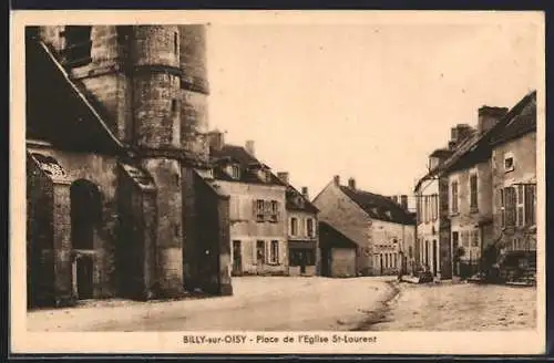 AK Billy-sur-Oisy, Place de l`Église St-Laurent