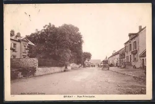 AK Brinay, Rue Principale avec maisons et arbres majestueux