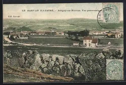 AK Alligny-en-Morvan, Vue panoramique du village et des collines environnantes