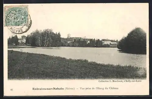 AK Entrains-sur-Nohain, Vue prise de l`Étang du Château