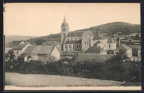 AK Dun-les-Places, Vue générale de l`église et paysage environnant