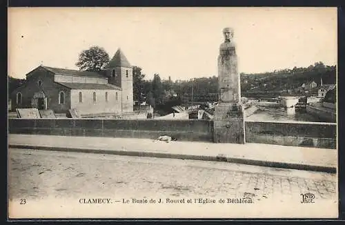 AK Clamecy, Le Buste de J. Rouvet et l`Église de Bethléem