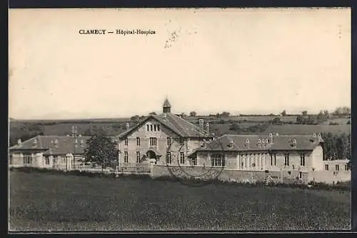 AK Clamecy, Hôpital-Hospice avec vue sur la campagne environnante