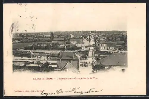 AK Cercy-la-Tour, L`Avenue de la Gare prise de la Tour