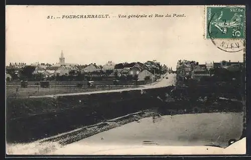 AK Fourchambault, Vue générale et Rue du Pont