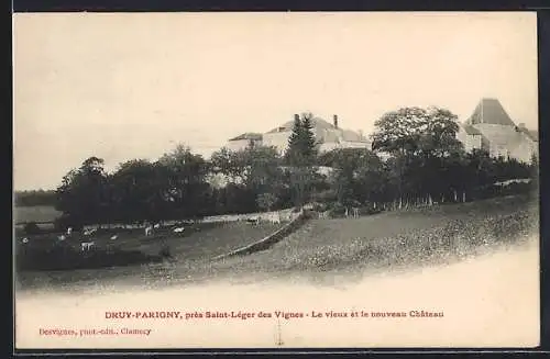 AK Druy-Parigny, Le vieux et le nouveau Château près de Saint-Léger des Vignes
