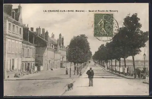 AK La Charité-sur-Loire, Quai et Route de Nevers