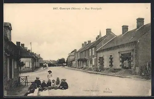 AK Cossaye, Rue Principale avec enfants jouant dans la rue