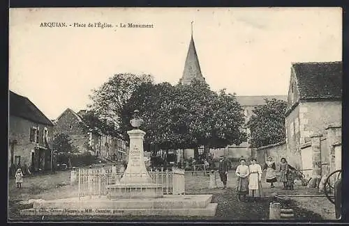 AK Arquian, Place de l`Église, Le Monument