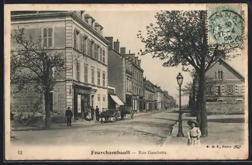 AK Fourchambault, Rue Gambetta avec calèche et passants