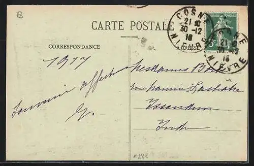 AK Cosne, La Rue St-Jacques et L`Église avec commerces et garage