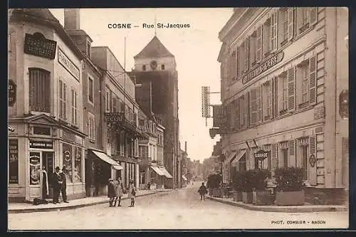 AK Cosne, Rue St-Jacques avec passants et commerces animés