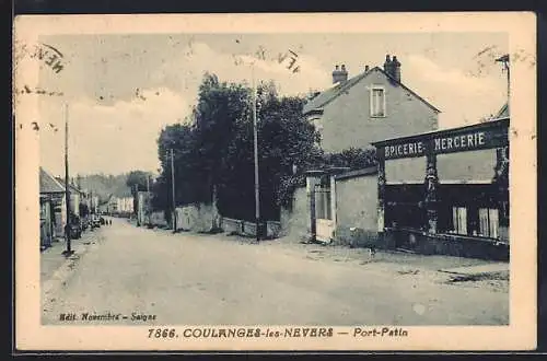 AK Coulanges-lès-Nevers, Rue de Port-Patin mit Épicerie und Mercerie