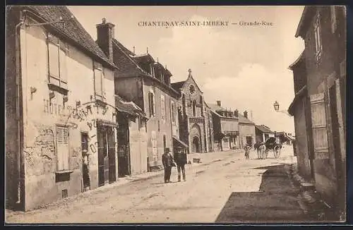 AK Chantenay-Saint-Imbert, Grande-Rue animée avec passants et bâtiments anciens