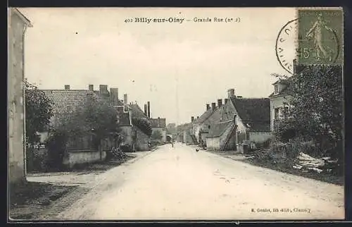 AK Billy-sur-Oisy, Grande Rue avec maisons et chemin tranquille