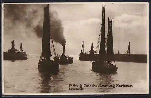 AK Lowestoft, Fishing Smacks Leaving Harbour