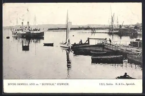 AK Ipswich, River Orwell and Steamer SS Suffolk