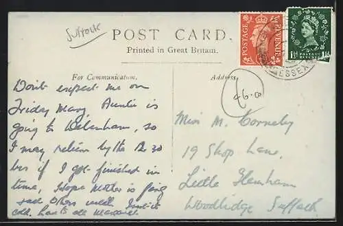 AK Woodbridge, View from Church Tower, Bull Hotel