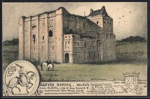 Künstler-AK Castle Rising, Norfolk, Queen Isabella going to Paris 1325