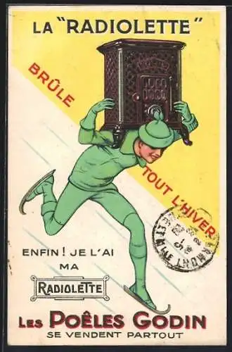 Künstler-AK Reklame für das Radio Radiolette, Brûle tout l`Hiver