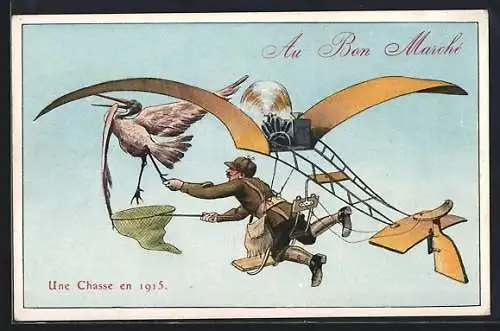 AK Paris, Au Bon Marché, Une Chasse en l`an 2000, Jäger im Jahr 2000, Flugzeug